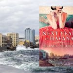 Image of the shoreline in Cuba with the blog post's book on top of the image.